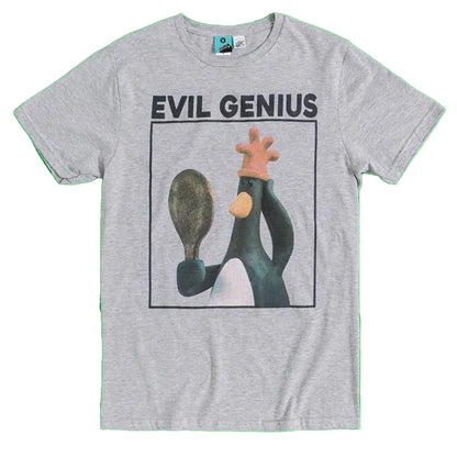 Grey Marl - Front - Wallace and Gromit Unisex Adult Evil Genius Feathers McGraw T-Shirt