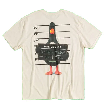 Natural - Back - Wallace and Gromit Unisex Adult Vengeance Most Fowl Feathers McGraw Line Up T-Shirt