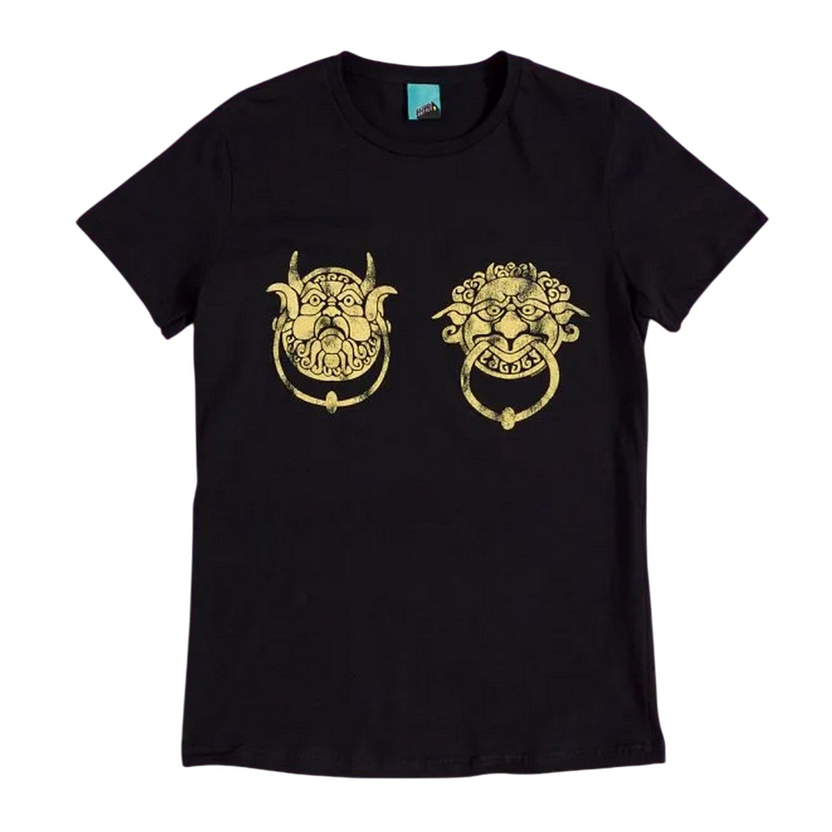 Black-Charcoal - Front - Labyrinth Womens-Ladies Knockers Fitted T-Shirt