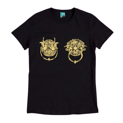 Black-Charcoal - Front - Labyrinth Womens-Ladies Knockers Fitted T-Shirt