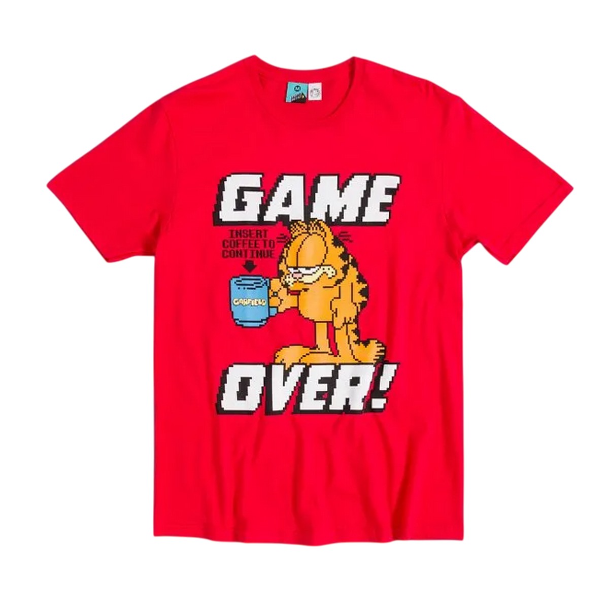 Red - Front - Garfield Unisex Adult Game Over Pixel T-Shirt