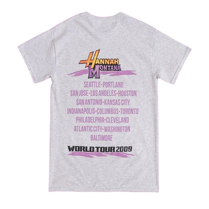 Ash Grey - Back - Hannah Montana Unisex Adult World Tour 2009 Back Print T-Shirt