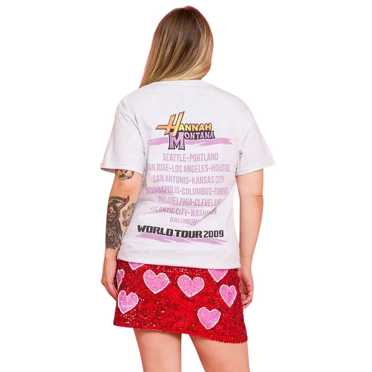 Ash Grey - Lifestyle - Hannah Montana Unisex Adult World Tour 2009 Back Print T-Shirt