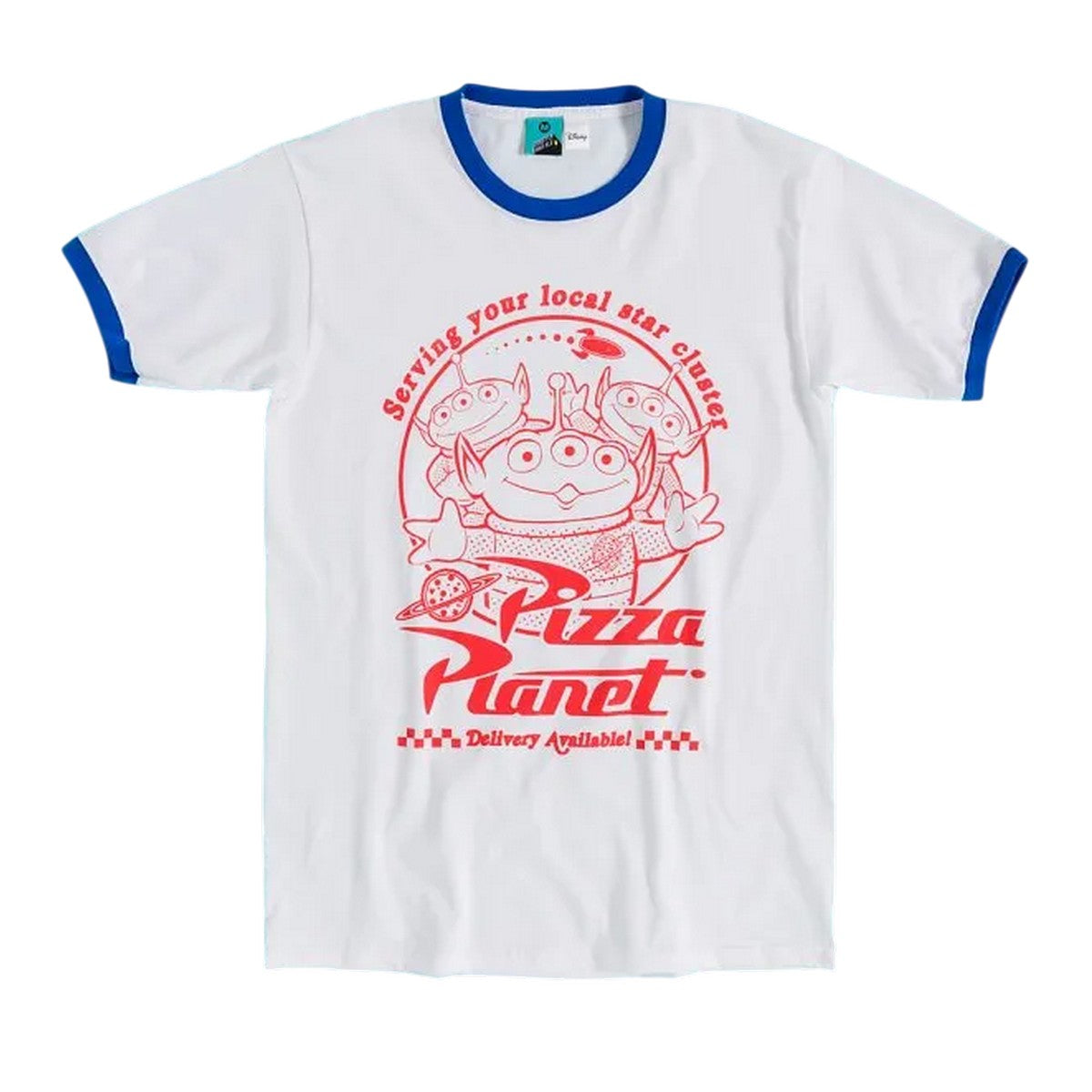 White - Front - Toy Story Unisex Adult Pizza Planet Alien Ringer T-Shirt
