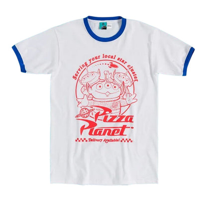 White - Front - Toy Story Unisex Adult Pizza Planet Alien Ringer T-Shirt