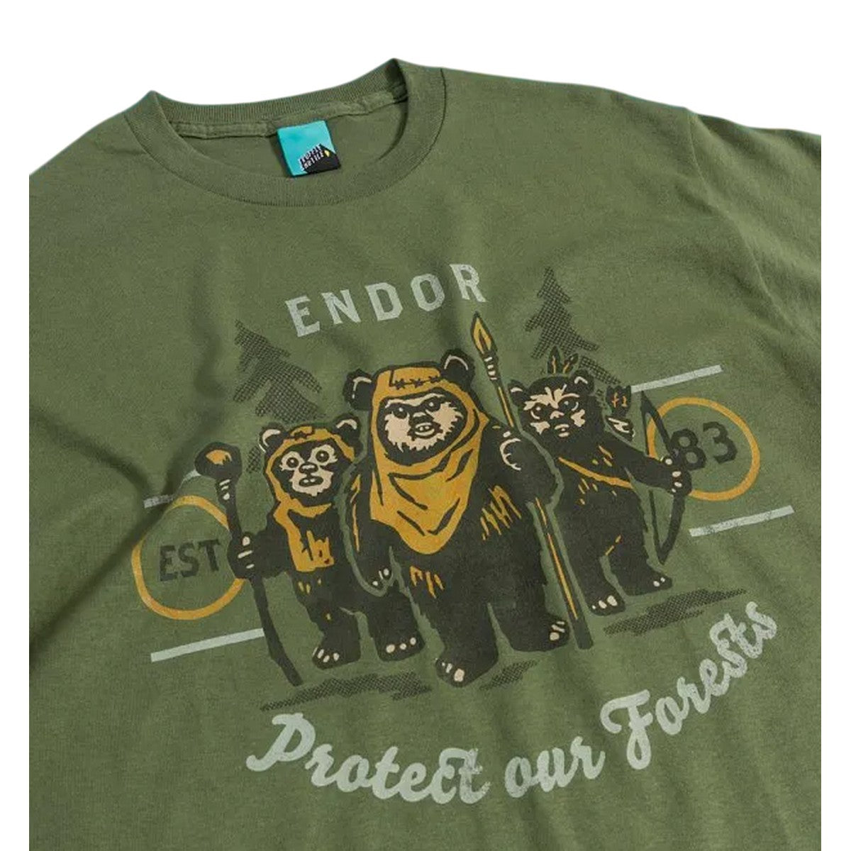 Green - Side - Star Wars Unisex Adult Ewok Endor Protect Our Forests T-Shirt