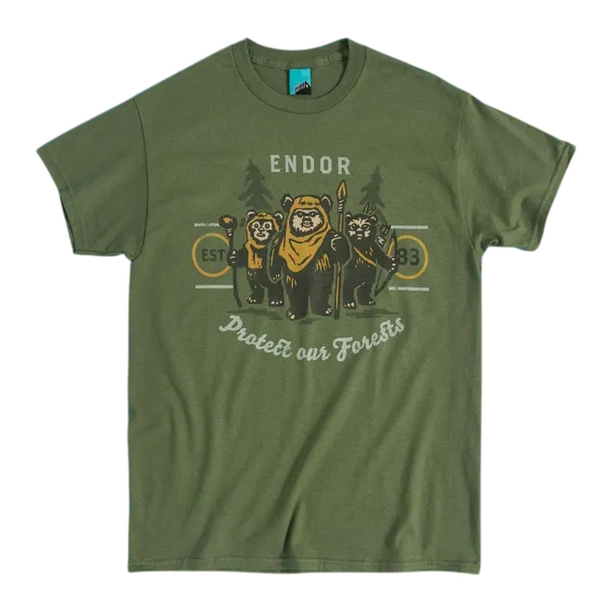 Green - Front - Star Wars Unisex Adult Ewok Endor Protect Our Forests T-Shirt