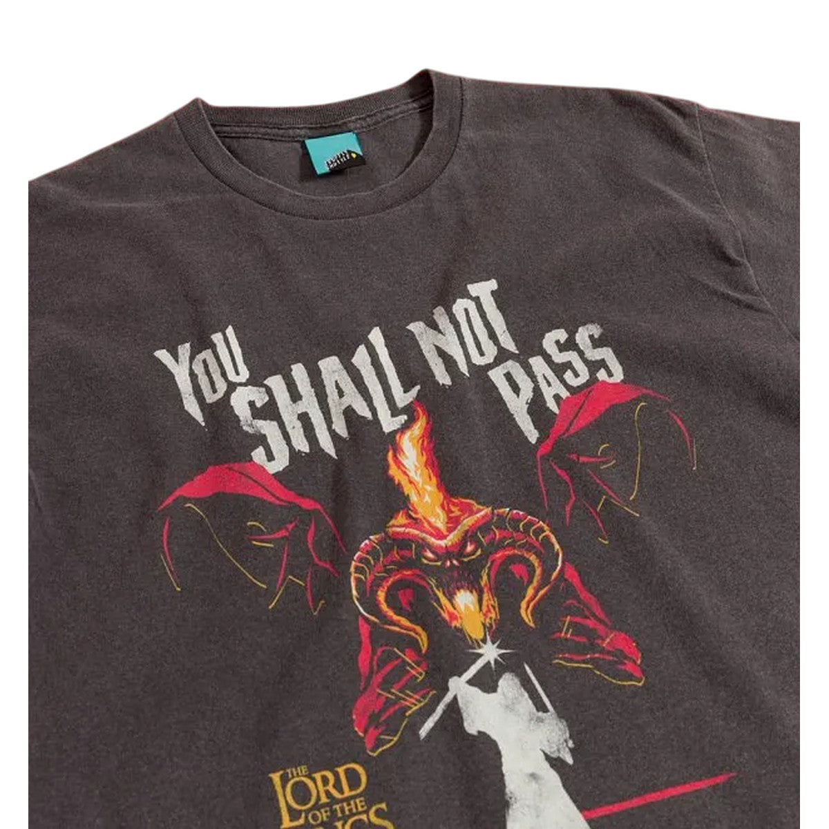 Charcoal - Side - The Lord Of The Rings Unisex Adult You Shall Not Pass Balrog Vintage Wash T-Shirt