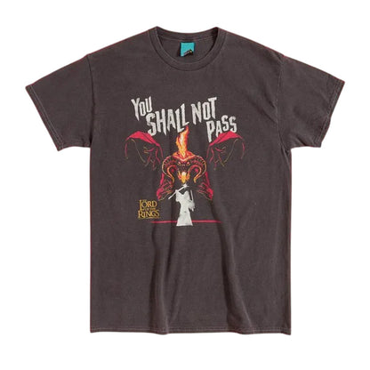 Charcoal - Front - The Lord Of The Rings Unisex Adult You Shall Not Pass Balrog Vintage Wash T-Shirt