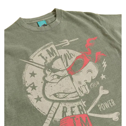 Green - Side - Teenage Mutant Ninja Turtles Unisex Adult Split Vintage Wash T-Shirt