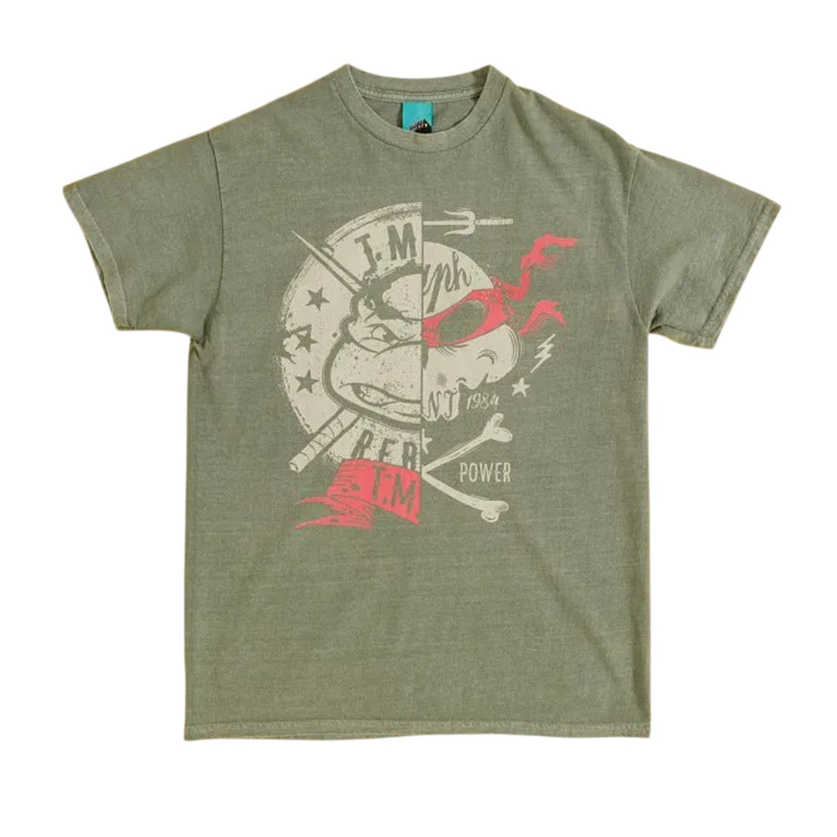 Green - Front - Teenage Mutant Ninja Turtles Unisex Adult Split Vintage Wash T-Shirt