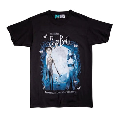 Black-Charcoal - Front - Corpse Bride Unisex Adult Glow In The Dark T-Shirt