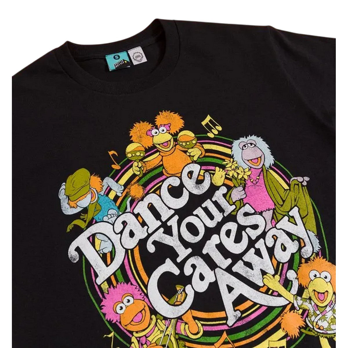 Black-Charcoal - Lifestyle - Fraggle Rock Unisex Adult Dance Your Cares Away Swirl T-Shirt