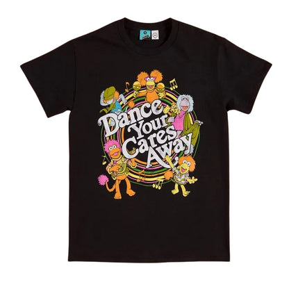 Black-Charcoal - Front - Fraggle Rock Unisex Adult Dance Your Cares Away Swirl T-Shirt
