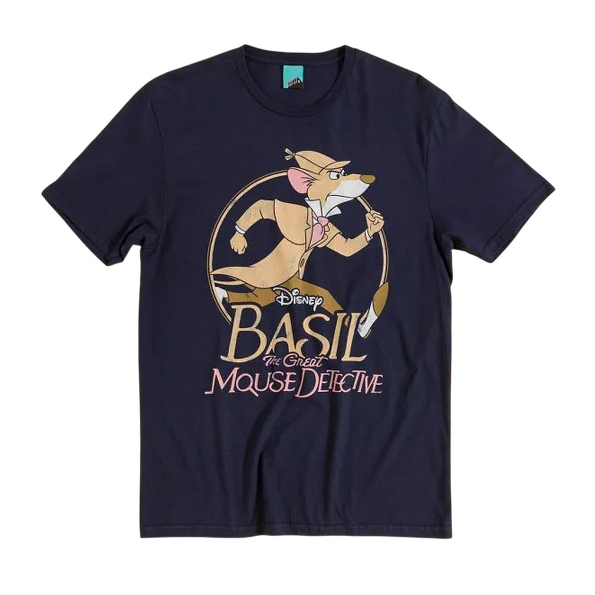 Navy - Front - The Great Mouse Detective Unisex Adult Basil T-Shirt