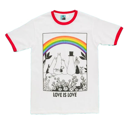 White-Off White - Front - Moomin Unisex Adult Love Is Love T-Shirt