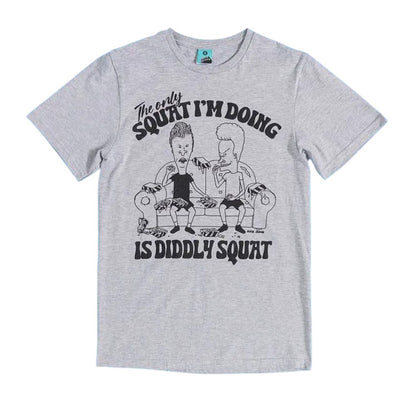 Grey - Front - Beavis & Butthead Unisex Adult Diddly Squat T-Shirt