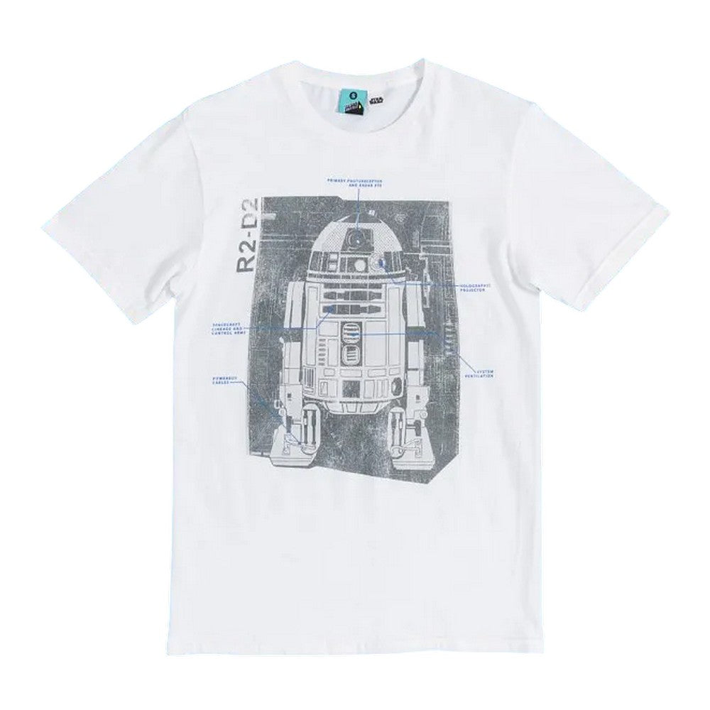 White - Front - Star Wars Unisex Adult R2-D2 Blueprint T-Shirt