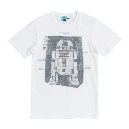 White - Front - Star Wars Unisex Adult R2-D2 Blueprint T-Shirt