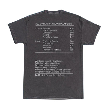 Black-Charcoal - Back - Joy Division Unisex Adult Unknown Pleasures T-Shirt