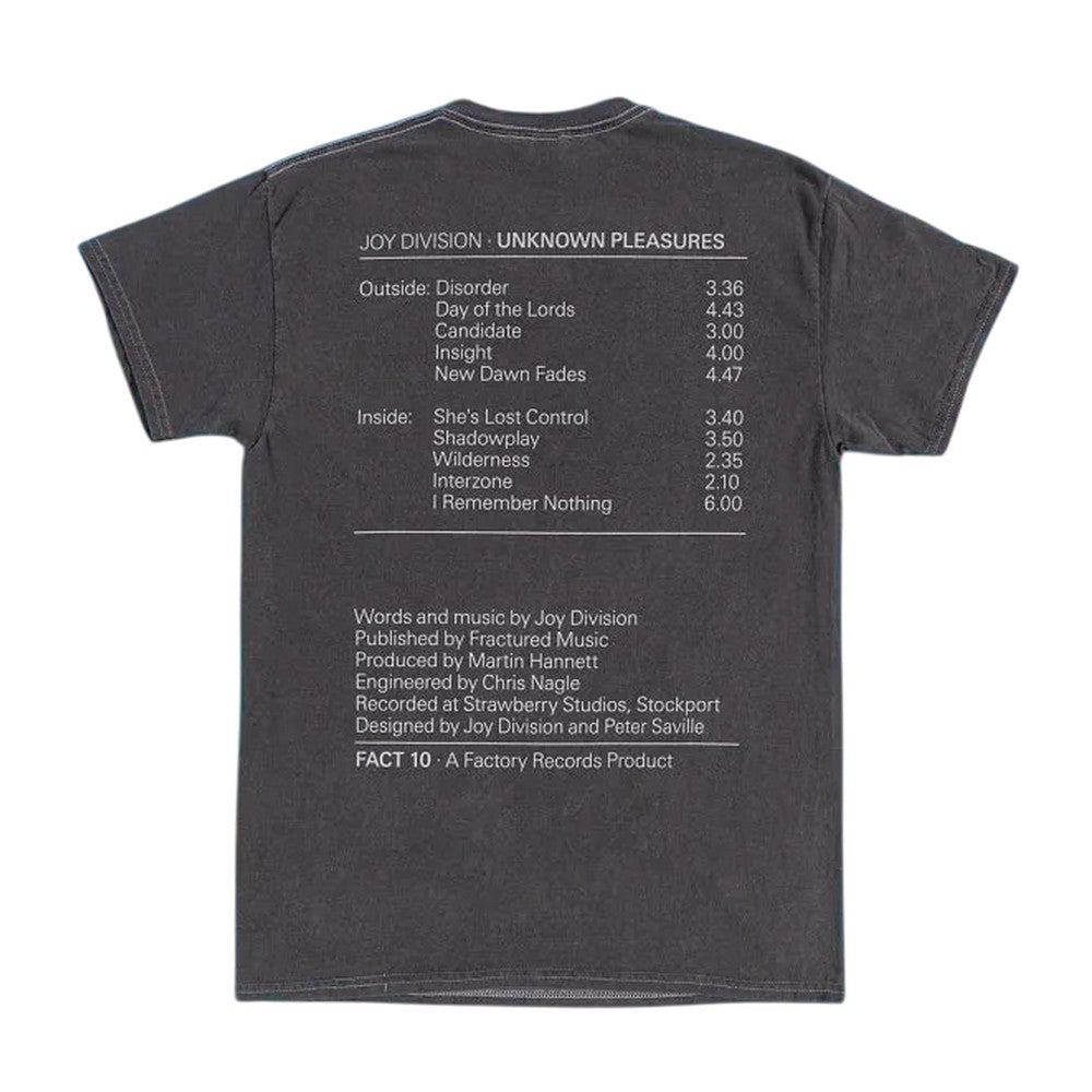 Black-Charcoal - Back - Joy Division Unisex Adult Unknown Pleasures T-Shirt