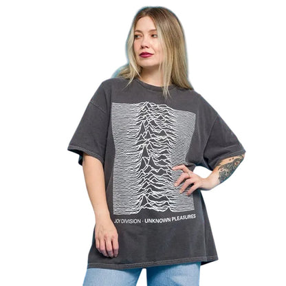 Black-Charcoal - Lifestyle - Joy Division Unisex Adult Unknown Pleasures T-Shirt