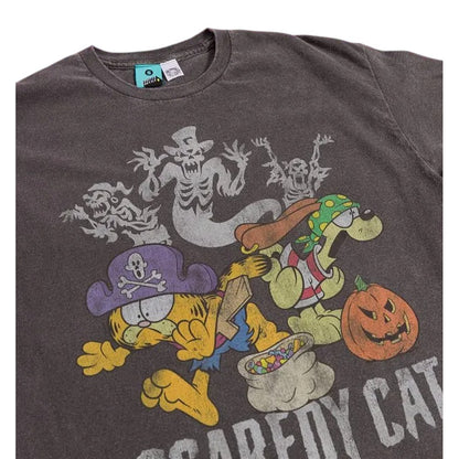 Black-Charcoal - Side - Garfield Unisex Adult Scaredy Cat T-Shirt