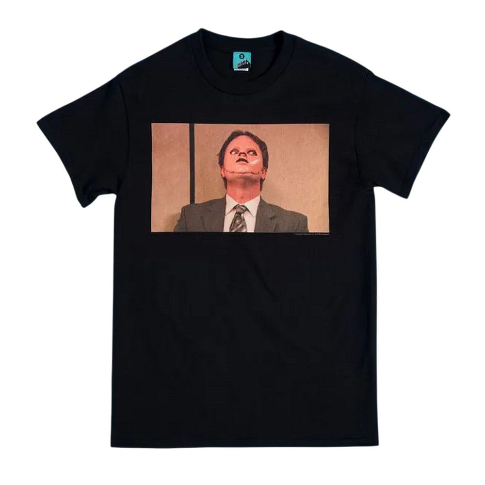 Black-Charcoal - Front - The Office Unisex Adult Dwight Schrute Mask T-Shirt
