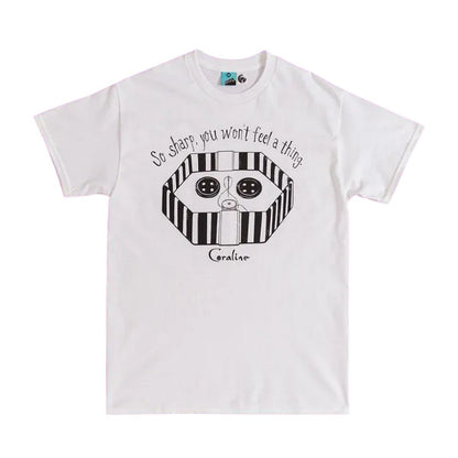 White - Front - Coraline Unisex Adult So Sharp You Wont Feel A Thing T-Shirt