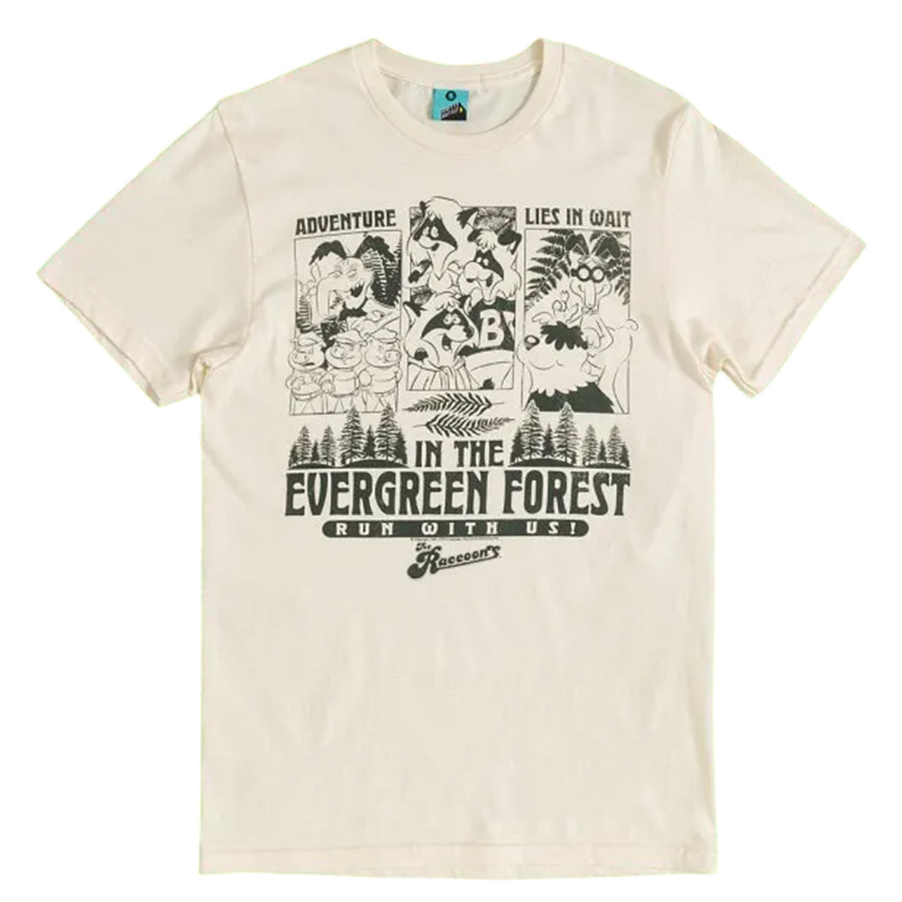 White-Off White - Front - The Raccoons Unisex Adult Adventure Lies In Wait T-Shirt