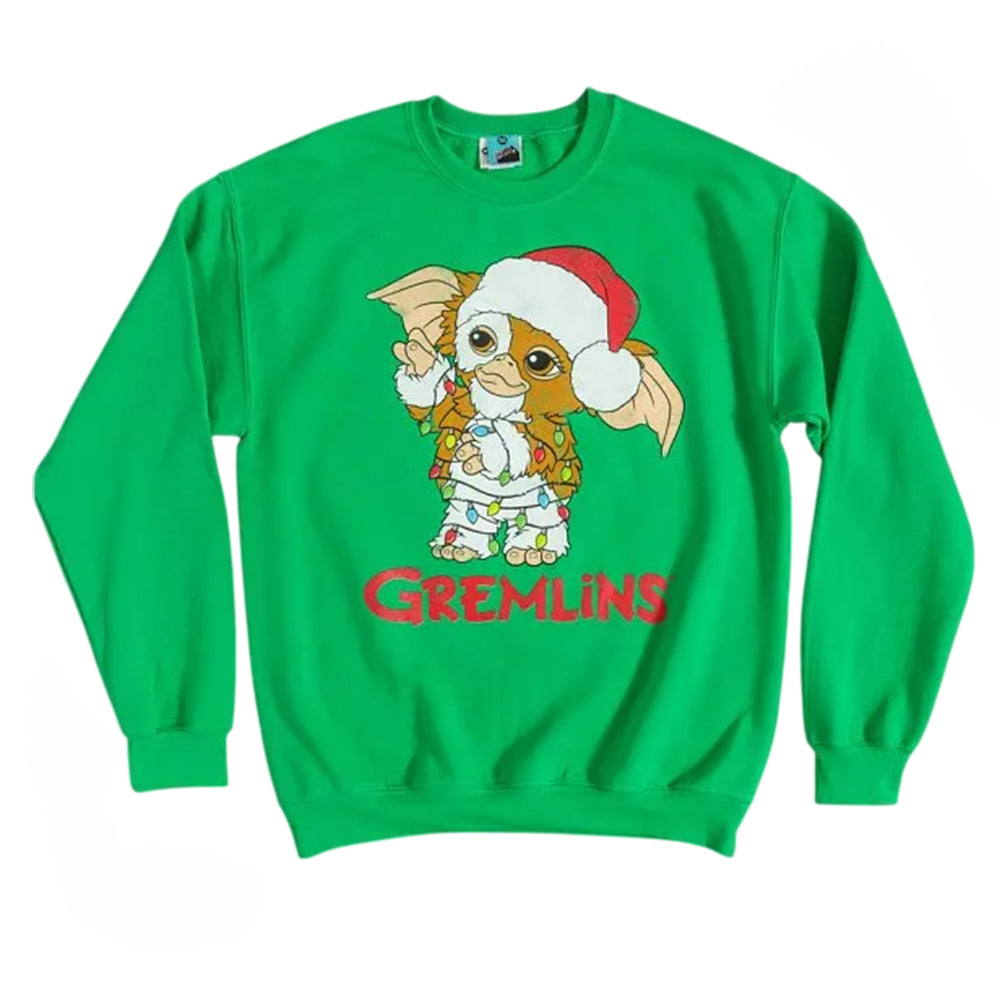 Green - Front - Gremlins Unisex Adult Festive Gizmo Sweatshirt