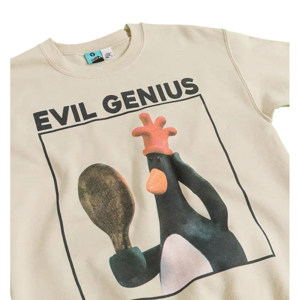 Beige - Side - Wallace and Gromit Unisex Adult Evil Genius Feathers McGraw Sweatshirt