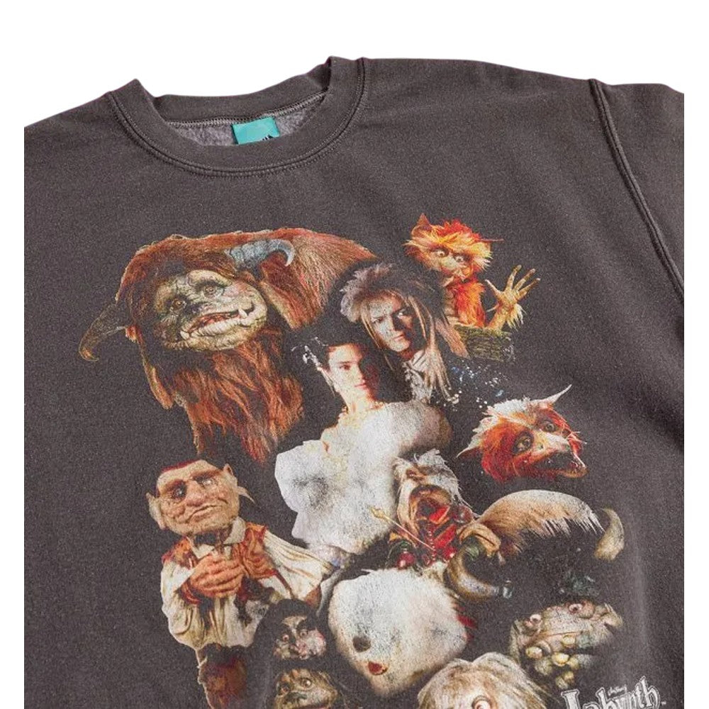 Charcoal - Side - Labyrinth Unisex Adult Characters Vintage Wash Sweatshirt