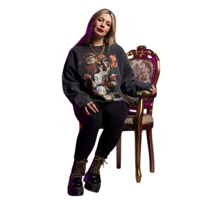 Charcoal - Lifestyle - Labyrinth Unisex Adult Characters Vintage Wash Sweatshirt