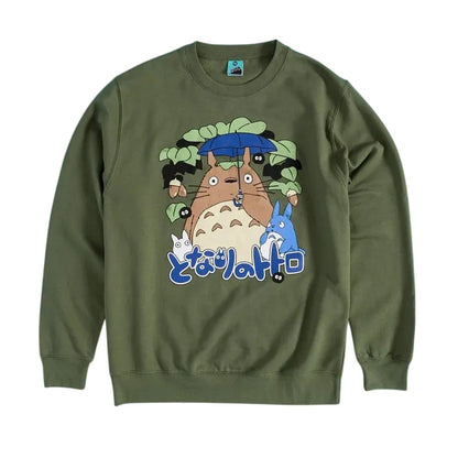 Green - Front - My Neighbour Totoro Unisex Adult Inspired Leafy Scene Sweatshirt
