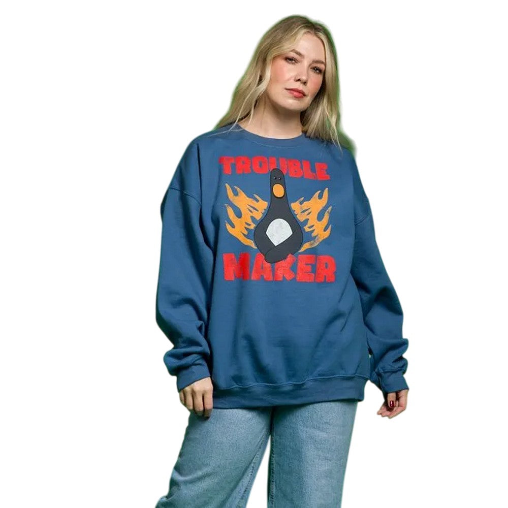 Blue - Lifestyle - Wallace and Gromit Unisex Adult Trouble Maker Feathers McGraw Sweatshirt