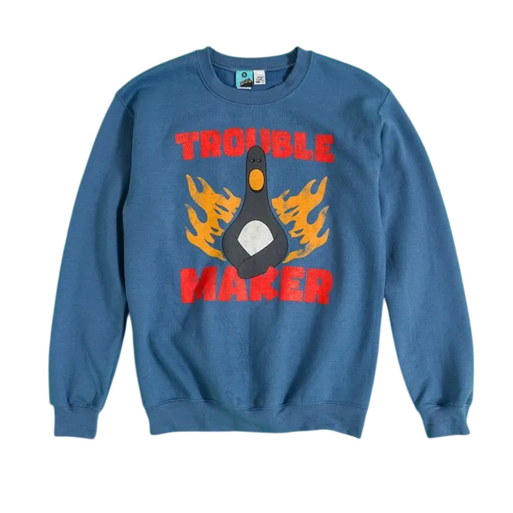 Blue - Front - Wallace and Gromit Unisex Adult Trouble Maker Feathers McGraw Sweatshirt