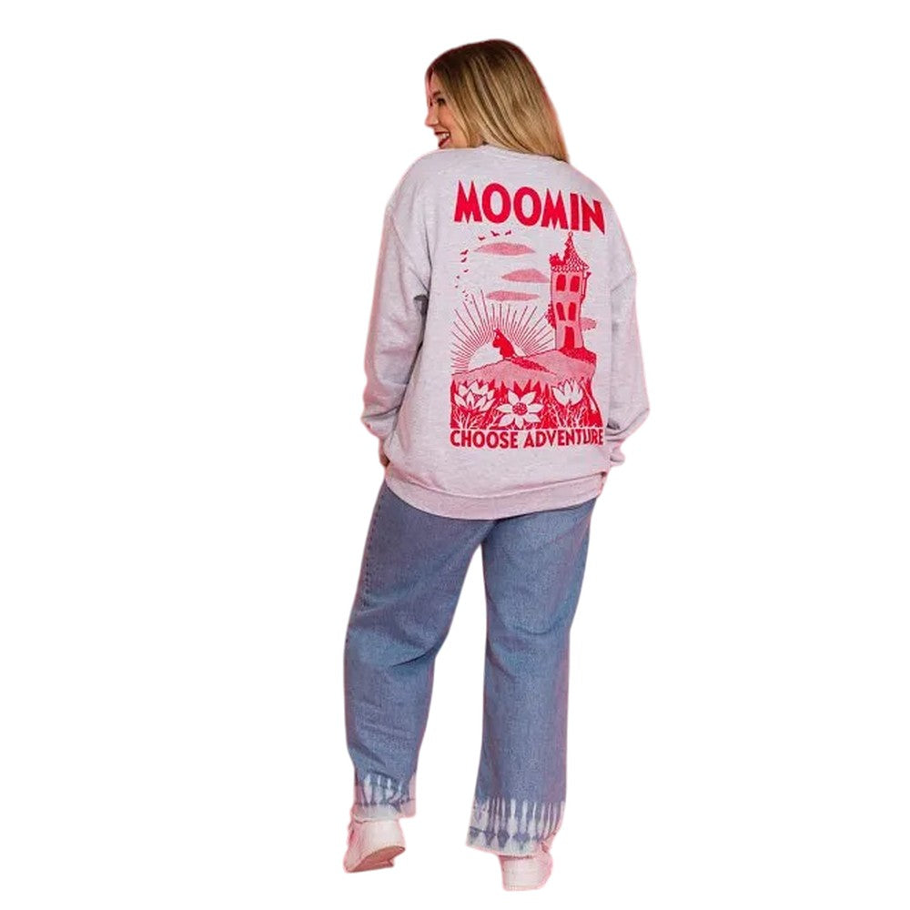 Grey - Pack Shot - Moomin Unisex Adult Adventure Back Print Sweatshirt