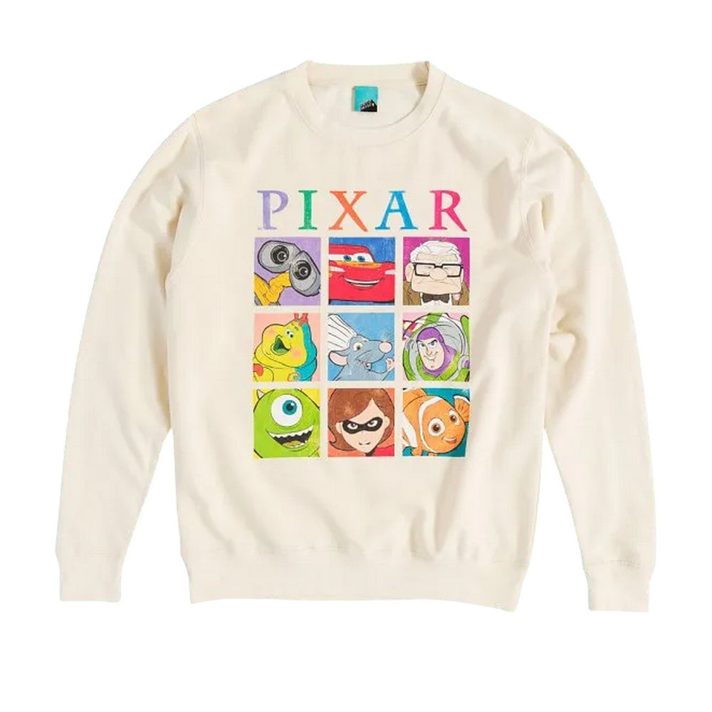 Cream - Front - Disney Pixar Unisex Adult Retro Grid Sweatshirt