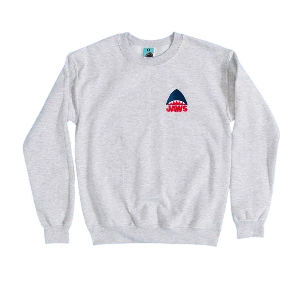 Grey - Front - Jaws Unisex Adult Shark Embroidered Sweatshirt