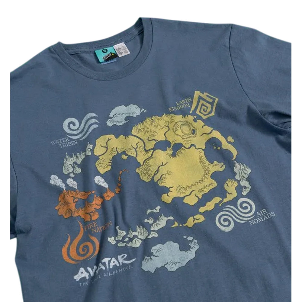 Blue - Side - Avatar: The Last Airbender Unisex Adult World Map T-Shirt