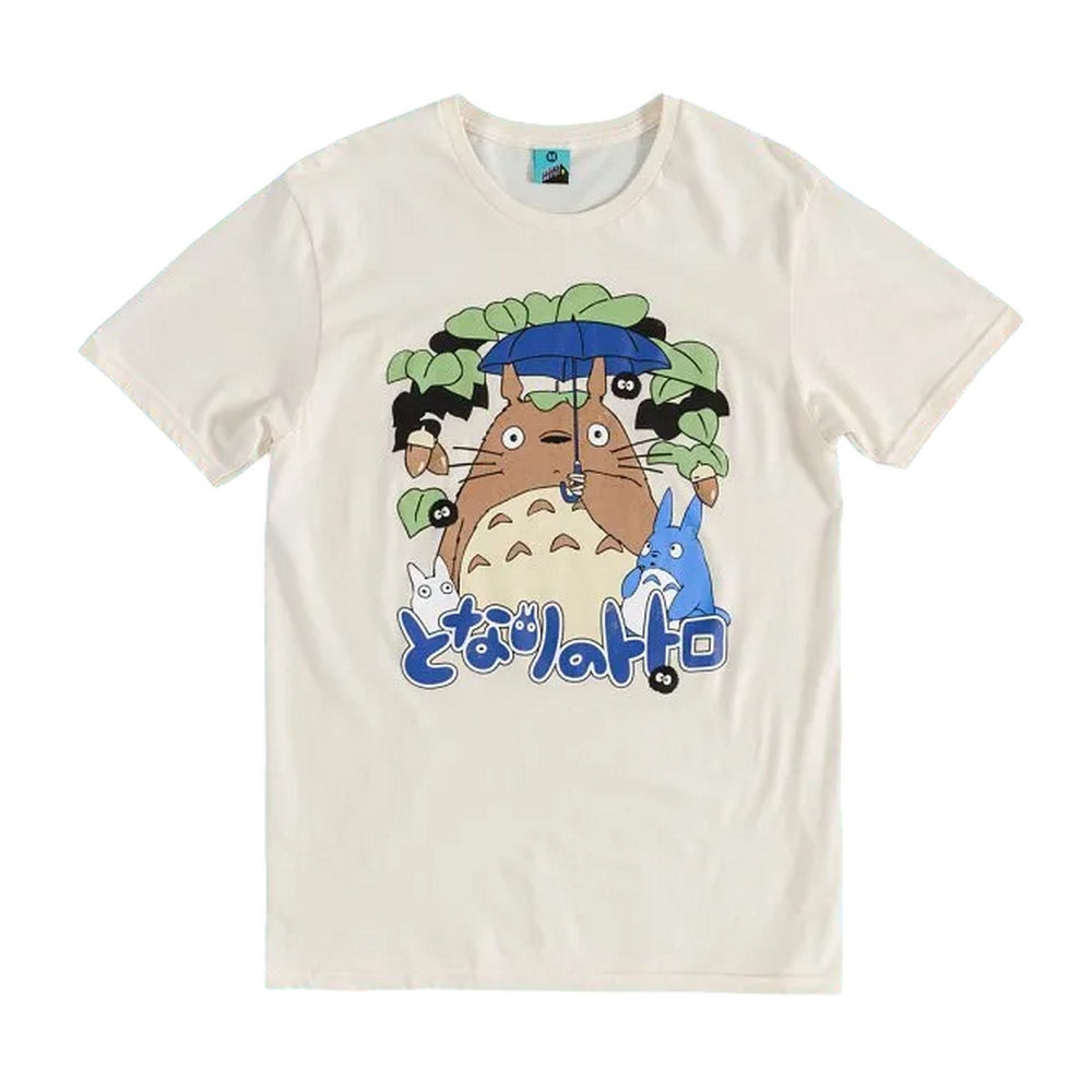 White-Off White - Front - My Neighbour Totoro Unisex Adult Inspired Leafy Scene T-Shirt