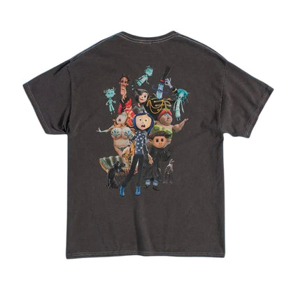 Black-Charcoal - Back - Coraline Unisex Adult Good And Evil T-Shirt