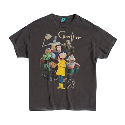 Black-Charcoal - Front - Coraline Unisex Adult Good And Evil T-Shirt