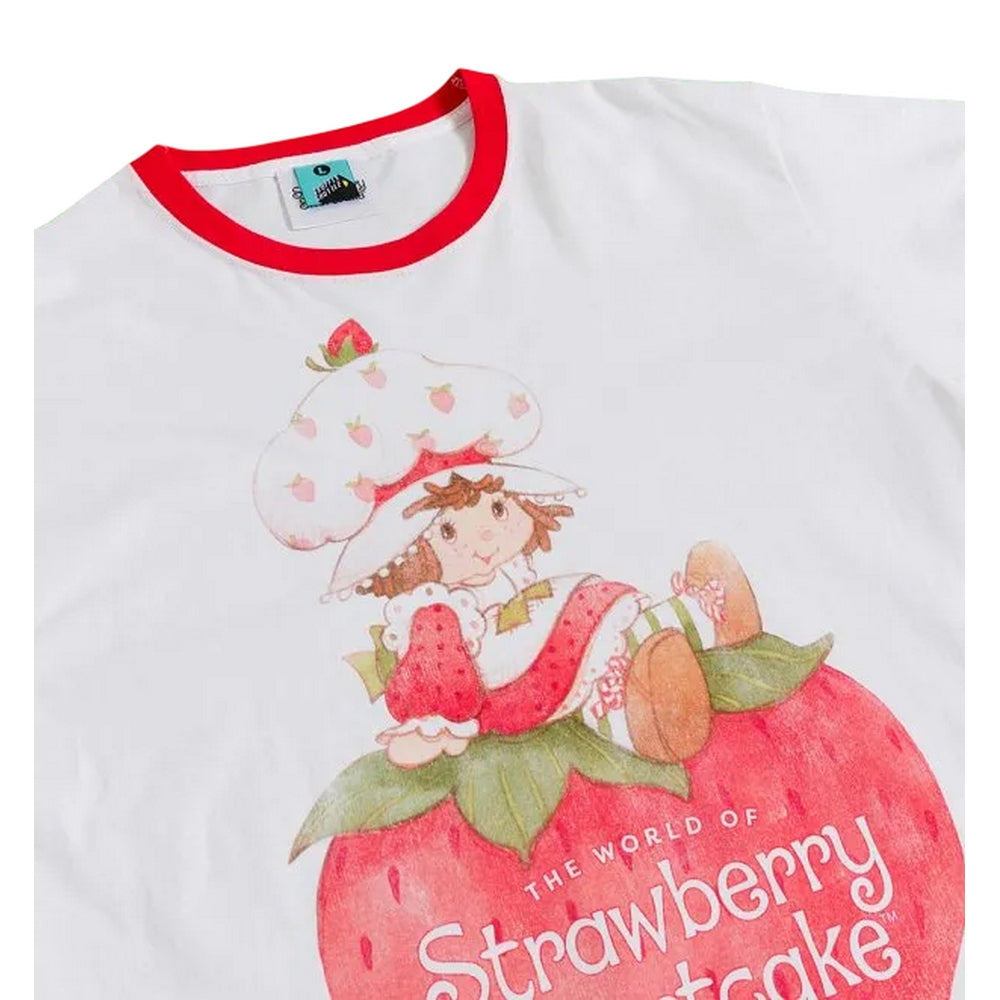 White-Off White - Side - Strawberry Shortcake Unisex Adult Artwork T-Shirt