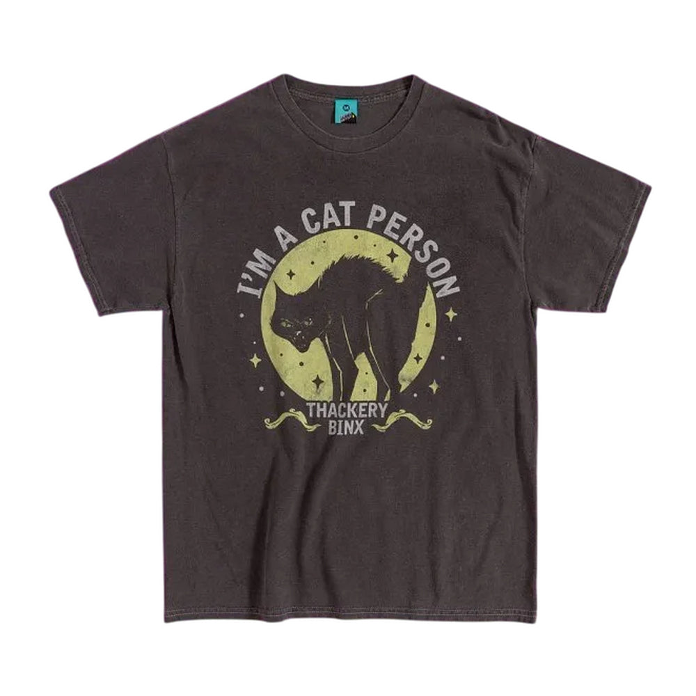 Black-Charcoal - Front - Hocus Pocus Unisex Adult Im A Cat Person Thackery Binx T-Shirt