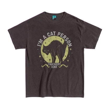 Black-Charcoal - Front - Hocus Pocus Unisex Adult Im A Cat Person Thackery Binx T-Shirt