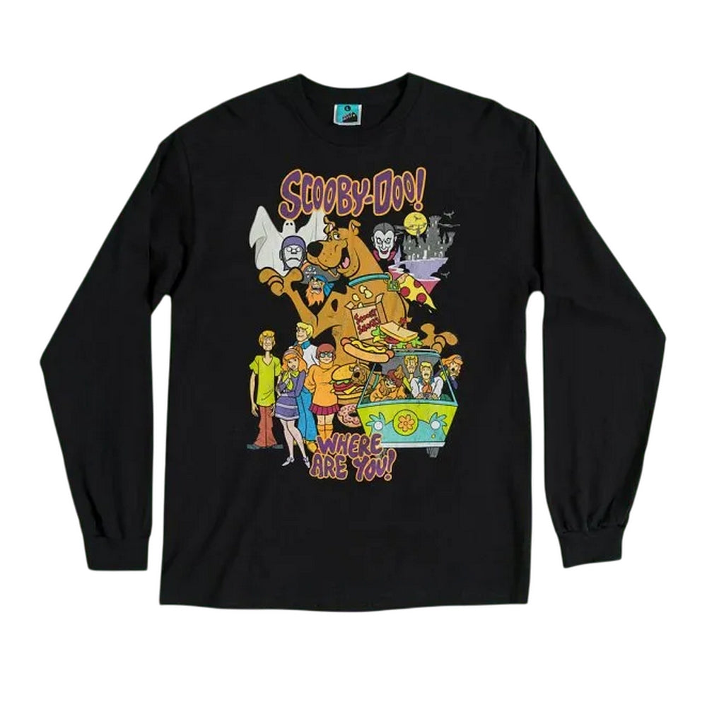 Black - Front - Scooby Doo Unisex Adult Heroes And Villains Long-Sleeved T-Shirt