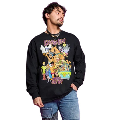 Black - Side - Scooby Doo Unisex Adult Heroes And Villains Long-Sleeved T-Shirt