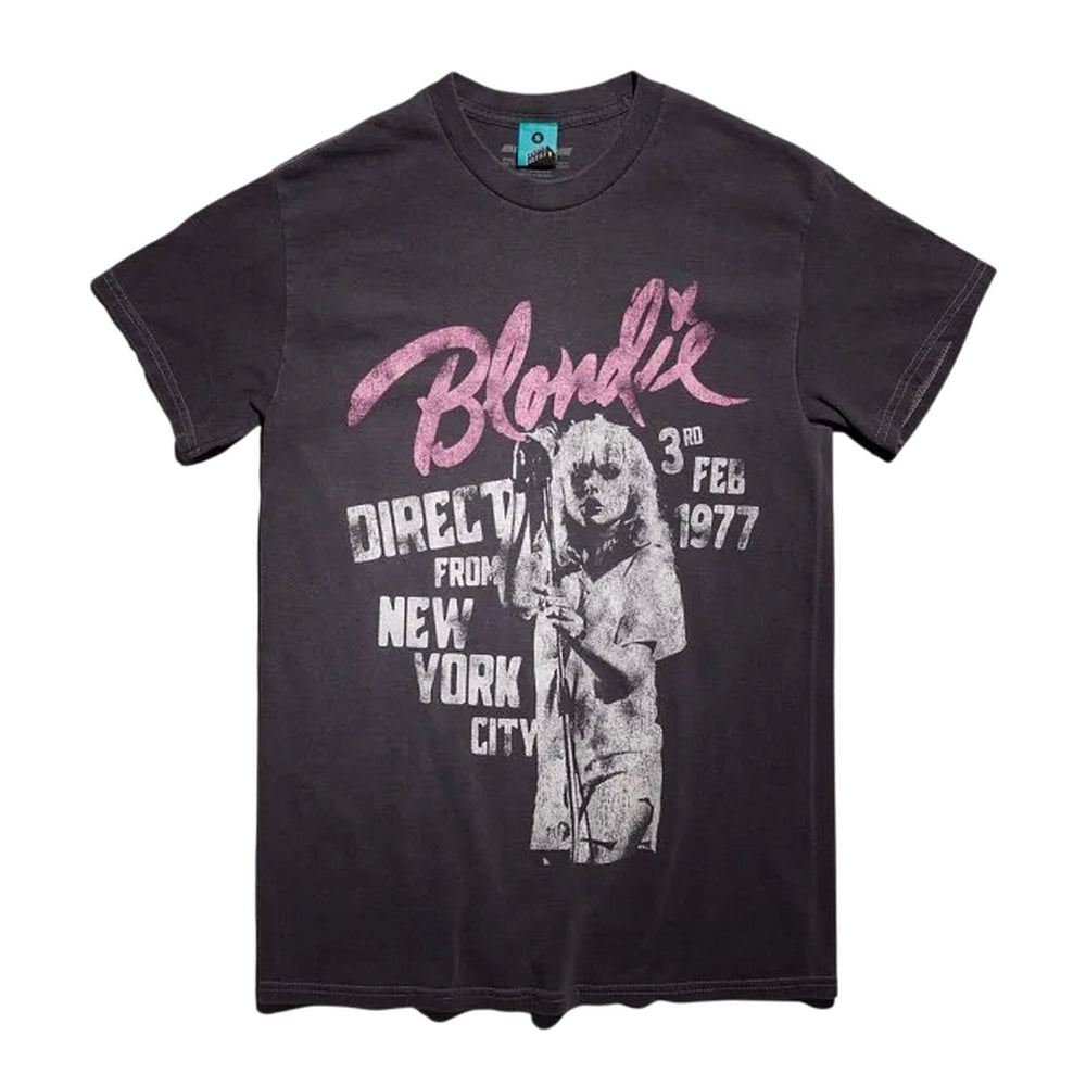 Charcoal - Front - Blondie Unisex Adult New York City Vintage Wash T-Shirt